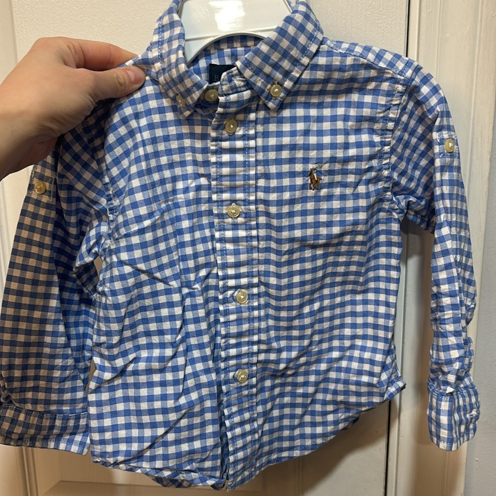 Polo Ralph Lauren Blue Checkered toddlers Kids Shirt size 24m